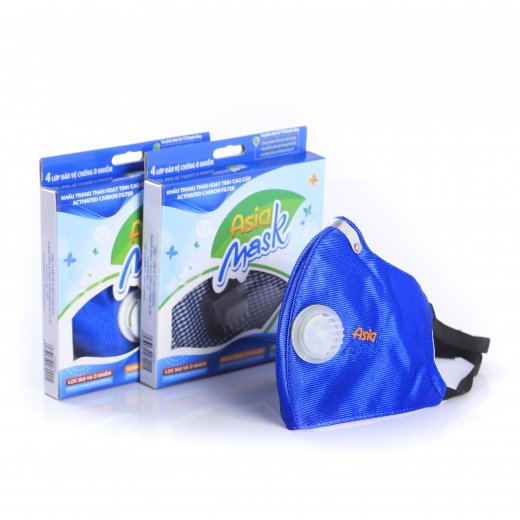 Khẩu trang than hoạt tính Asia Mask có van thoát không khí ( xé dán sau gáy)