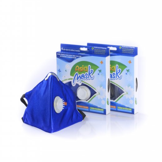 Khẩu trang than hoạt tính Asia Mask có van thoát không khí ( xé dán sau gáy)