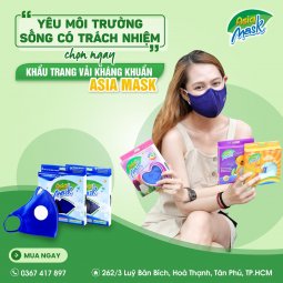 Khẩu trang vải than hoạt tính 4 lớp AsiaMask có van thoát khí